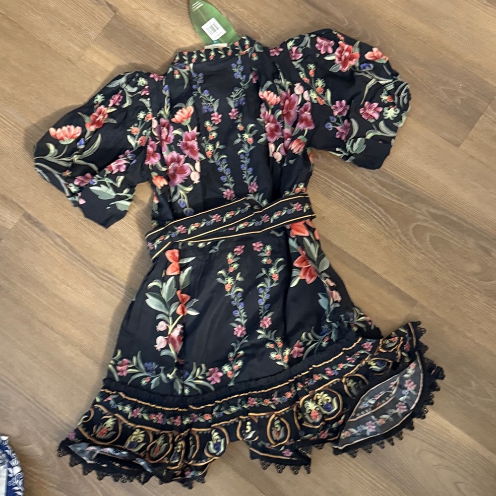NWT FARM RIO Black Belle Garden Lace Belted Mini Dress - Picture 8 of 8
